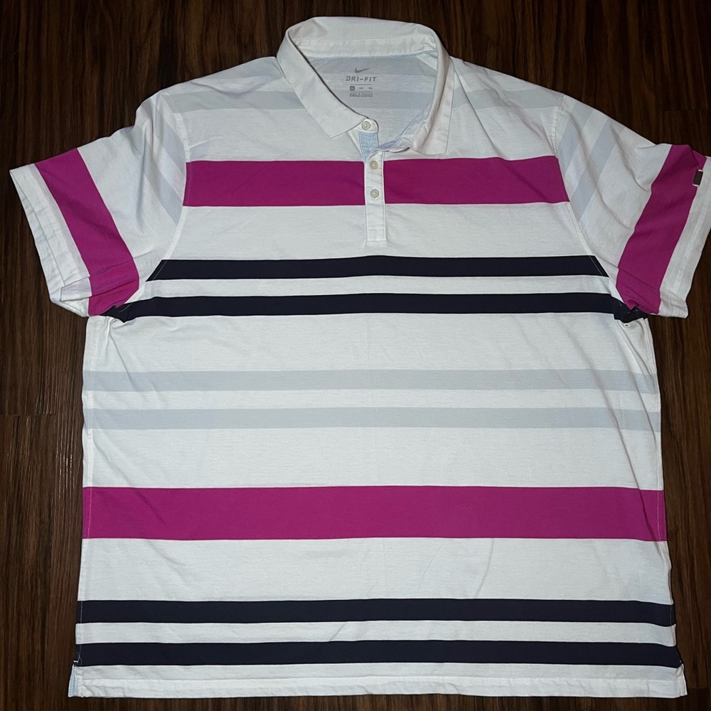 Nike Men's Dri-Fit Golf Polo White Pink Black 3XL ($85) retail